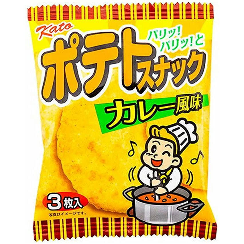 ポテトスナック カレー風味 3枚 20袋入 駄菓子スナック かとう製菓